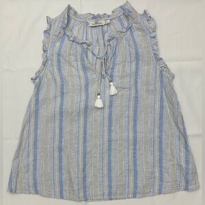 Vineyard Vines Striped Ruffle Tassel Camisole Top